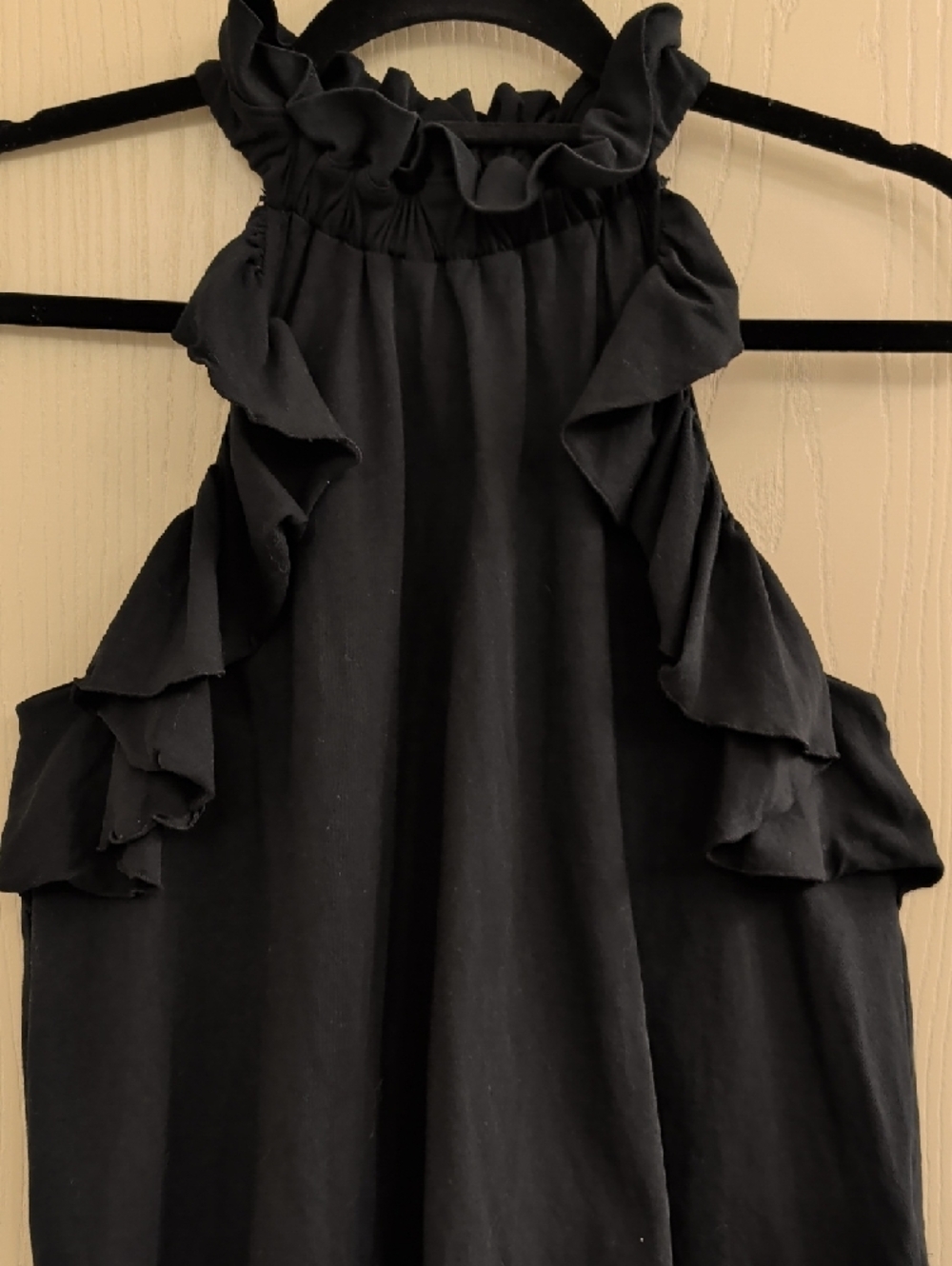 I.N.C. International Concepts Black Ruffle Halter Tank Top - 100% Cotton  Size M